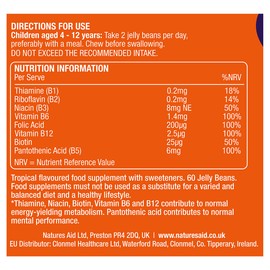 Natures Aid Mini Drops Jelly Beans Energy & Mind Tropical Flavour 60 Beans