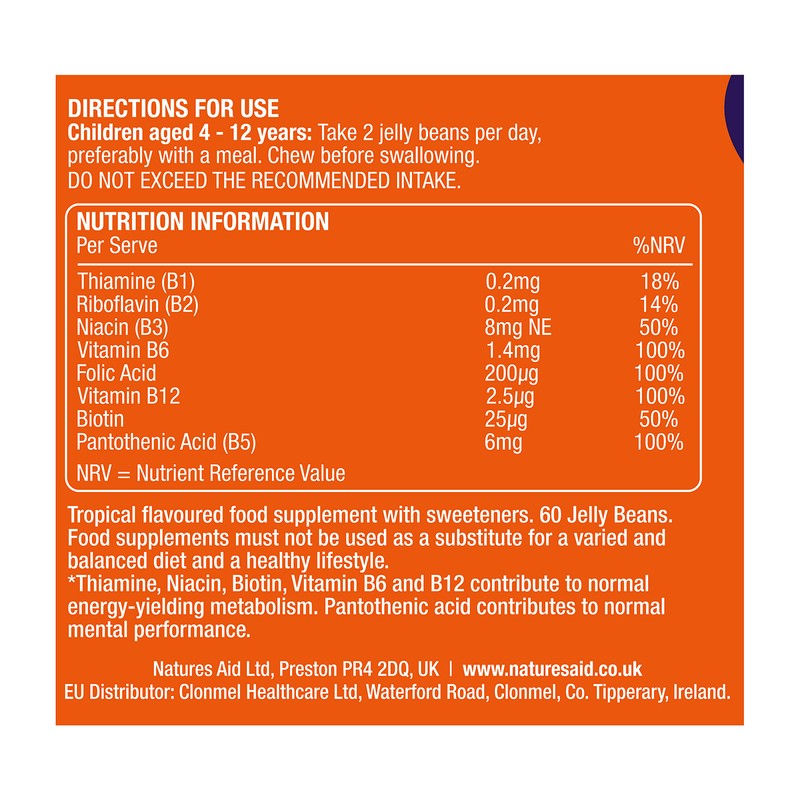 Natures Aid Mini Drops Jelly Beans Energy & Mind Tropical