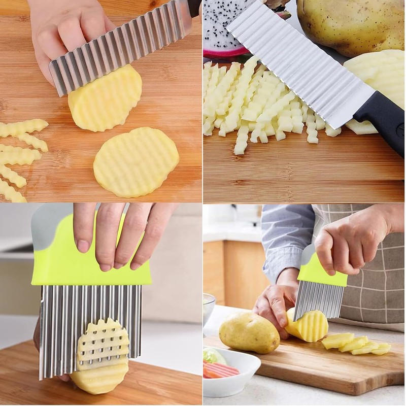 YUNYU Stainless Steel Crinkle Chip Cutter - Potato Chipper &