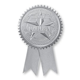 PaperDirect Embossed Seal of Achievement Ribbon Certificate Seals, 102 Pack (Silver)