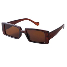 GIFIORE Trendy Rectangle Sunglasses for Women Mens Retro Cool 90s Vintage Fashion Narrow Square Frame UV400 Protection (Brown)