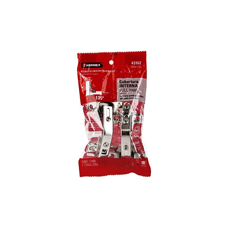 Hermex BIDI-135, Bisagras bidimensional, 135°, bolsa 2 piezas