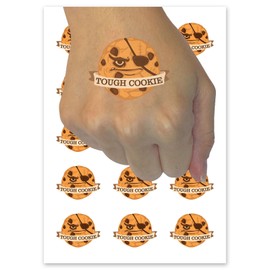 Tough Cookie Many Chocolate Chip Cookie Temporary Tattoo Water Resistant Fake Body Art Set Collection - 15 2" Tattoos (1 Sheet)