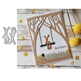 Suds&WH 2Pcs Sitting Bunny Rabbit Metal Die Cuts,Easter Bunny Invitation Card Cutting Dies Cut Stencils for DIY Scrapbooking Album Decorative Embossing Paper Dies Card Making