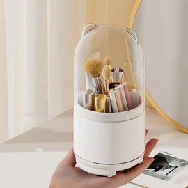 BRAINVI Desk Pencil Case With Lid, 360 Degree Rotating Desk Organizer And Accessories With 6 Slots, Desk Stationery Organizer, Organizer Caddy For Office School Home & Art Supplies (Green)