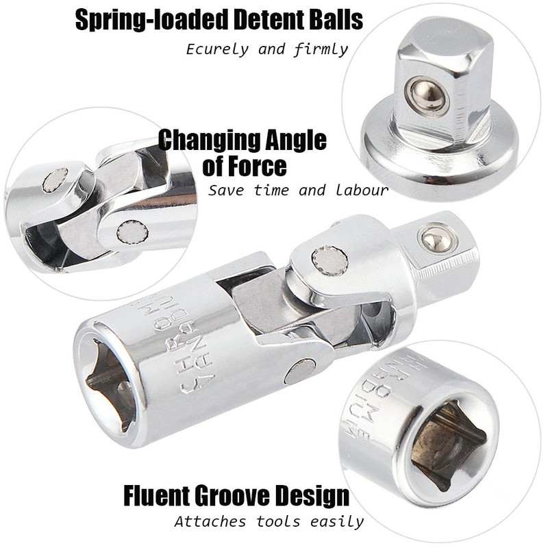 Gasea 3pcs 1/4" 3/8" 1/2" Drive Impact Universal Joint Socket
