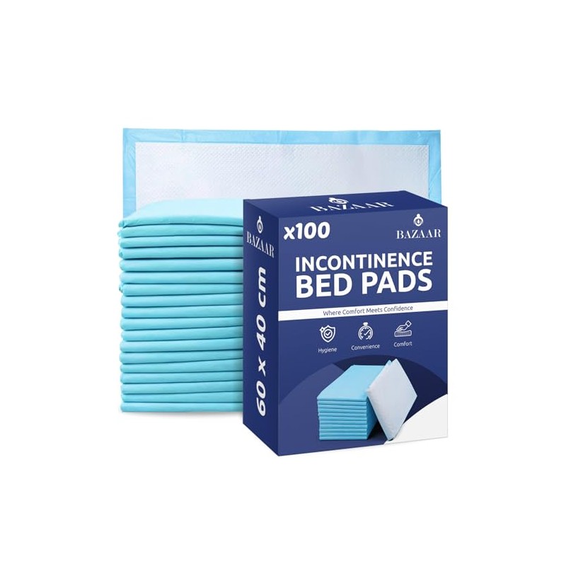 Bazaar 100 x Disposable Incontinence Bed Pads 40 x 60cm