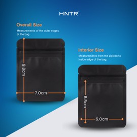 HNTR 100 Black Resealable Mylar Bags | Small 7x9.8cm Ziplock Pouches with Foil Lining | Airtight Storage for Food, Jewelry, Electronics, and More