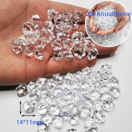 Nurila 200 Stück Glassteine Deko Steine, Dekosteine für Vasen, Kristall Deko Diamantene Hochzeit für Vase Füller, Tabelle streuen, Party Gunst, Hochzeit Dekoration, Acryl Kristallsteine 14 * 11mm