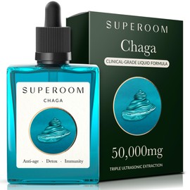 SUPEROOM Premium Chaga Mushroom Drops, 50ml Triple Ultrasonic Extract, Radiant Skin, Stronger Hair & Nails, Gut Health & Antioxidant Immune Support Mushroom Supplement