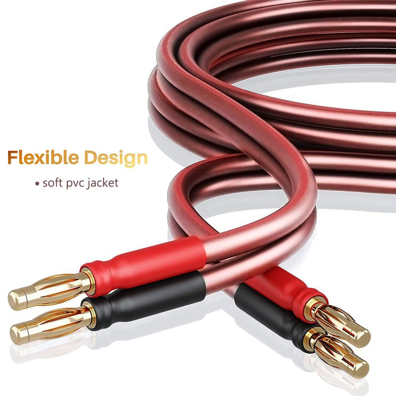 LONPOO Pure Copper Speaker Cable with Gold Plated Banana Connectors