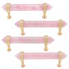 mookaitedecor Pack of 2 Brushed Brass with Rose Quartz Double