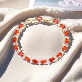 TIMEMATRIX Green/Red/Blue/White Eternal Bracelet with Cubic Zirconia Gemstones for Women for Gift., One Size, Copper, Cubic Zirconia