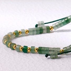 Jewboo Genuine Crystals and Gemstones Beaded Bracelets for Women Healing Crystals and Gemstones Stack Bracelet Jewelry Gift for Her (Aventurine)