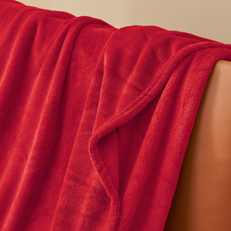 Aisbo Fleece Blanket Red Throw - Versatile Soft Warm Blanket
