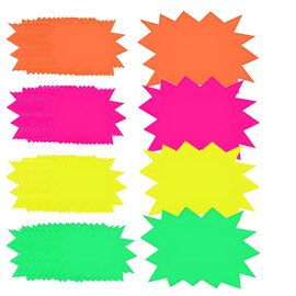 Pack of 40 Price Tags, 8 x 11 cm Fluorescent Signs, Price Labels Signs, Sale Sign, Starburst Sign Price Label, for Supermarkets, Shop, Shop Party, Price Tags