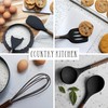 Country Kitchen Non Stick Silicone Utensil Set with Rounded Wood