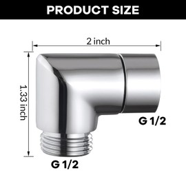 Shower Head Elbow Adapter, All Metal Handheld & Wall-Mounted Shower Arm Extension, G1/2" Shower Head Angle Connector (90 Degree, Chrome)