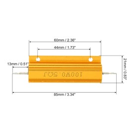PATIKIL 2pcs 100W 0.5 Ohm Aluminium Case Resistor Housing Wire Resistors Screw Tap Power Resistor Gold Tone