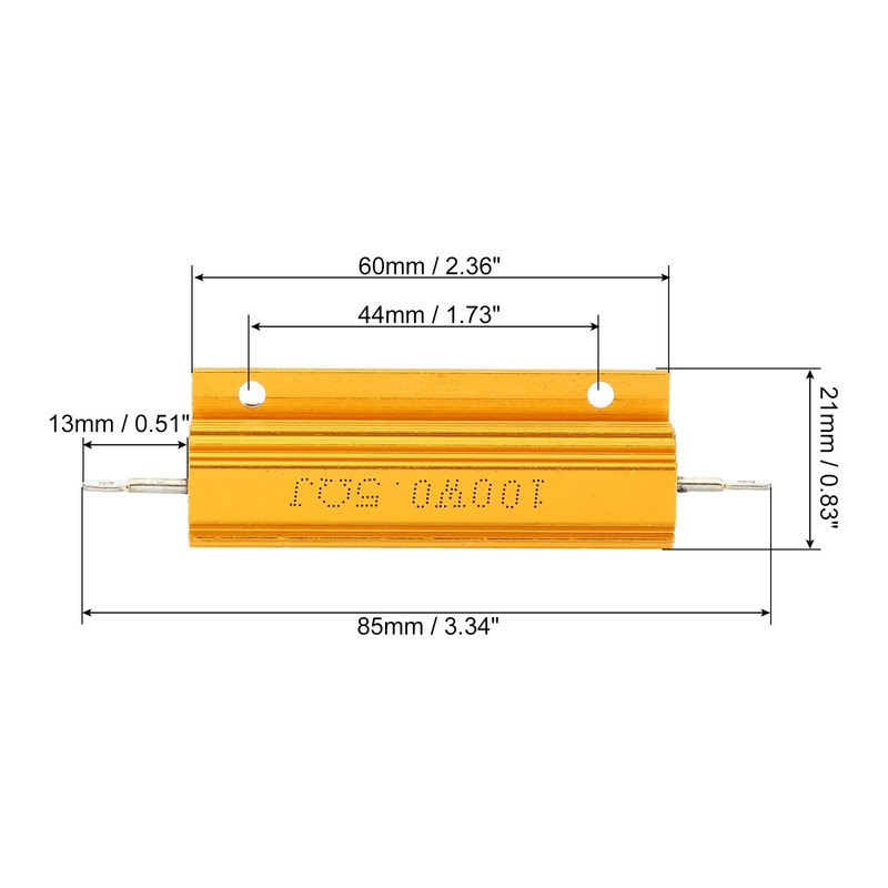 PATIKIL 2pcs 100W 0.5 Ohm Aluminium Case Resistor Housing Wire