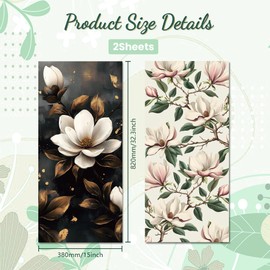 Peacoblue Wheelie Bin Stickers 2 Sheets Magnolia Sticky Dustbin Stickers Decals, 15" x 32" Waterproof Large Wraps for Trash Cans Bins Fridges Door Wall Garden Outdoor Indoor Patio Decor