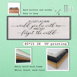 LuZhiQiang If I Lay Here Would You Lie With Me Sign Wall Decor 40"×15" Wood Framed Master Bedroom Above Over Bed Inspirational Wall Art (Black)