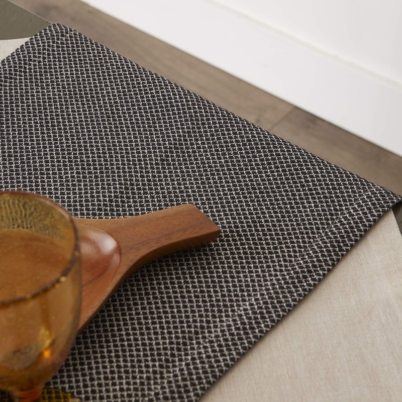 DII Bordered Dobby Woven Table Runner, 15 x 72, Black,