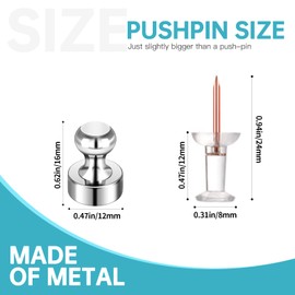 Pack of 8 Magnets for Whiteboard Fridge Magnets Strong Silver Push Pin Magnets Small Refrigerator Magnets for Classroom School Office Adults