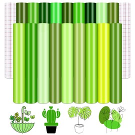 Tintnut Solid Green Permanent Adhesive Vinyl - 18 Sheets 12"x10" Solid-Color Vinyl for Cutting Machine, Waterproof Self-Adhesive Vinyl for DIY Crafts Gift Decor Scrapbooking