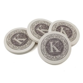 Thirstystone Absorbent Monogram Sandstone Coaster Set, Letter K