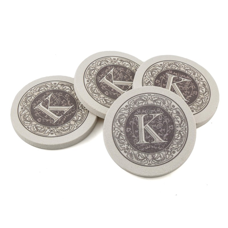 Thirstystone Absorbent Monogram Sandstone Coaster Set, Letter K