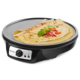 Elite Gourmet ECP-126 Electric Crepe Maker, Pancake, Hot Cakes and Non-stick Griddle with Spreader, Spatula and Recipes, 12", Black