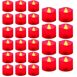 ONEIHOMM 24 Pack Red Timer Tealight Candles and Rose PetalsSet, Red Flame Timer Led Tea Light Candles with 1000 Pcs Rose Petals for Mother’Day, Romantic Night Valentine's Day,Decorations for Wedding
