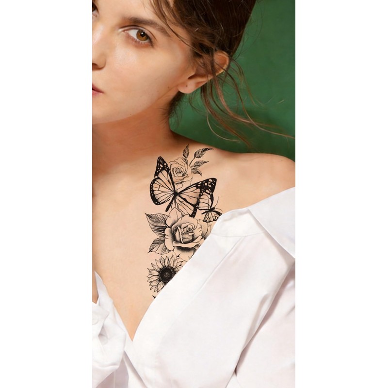 Temporary Jellyfish and Butterfly Tattoo Temporary Fake Tattoo XQB1392 1393