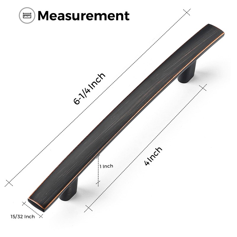 Ravinte 25 Pack 4 Inch Oil-Rubbed Bronze Curved Cabinet Handles