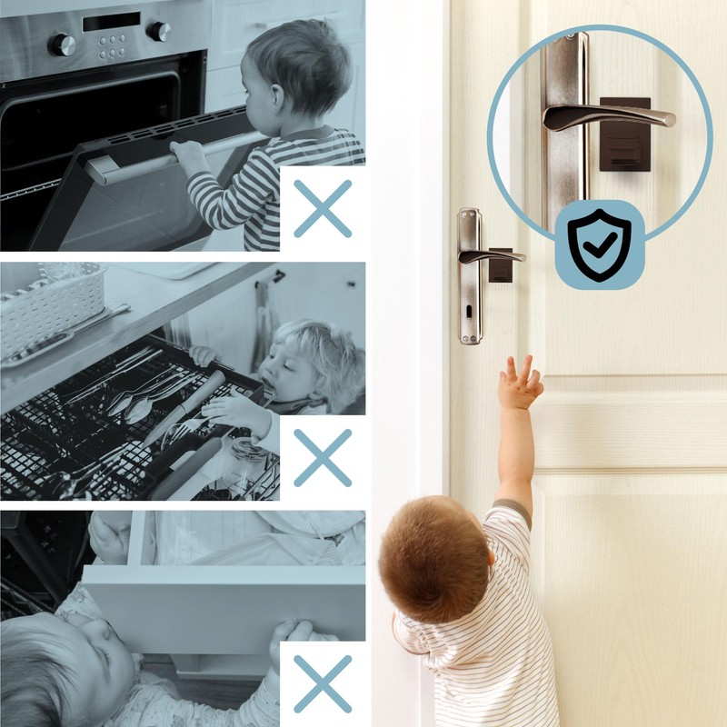 Heart of Tafiti 4 Pack Childproof Door Lever Lock, Baby