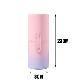 VASANA Pink PU Leather Makeup Brush Holder Organizer with Lid Portable Makeup Tools Large Capacity Case Organizer Cylinder Storage Box Bag(without brush)