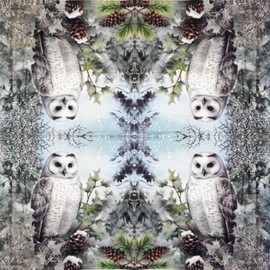 Set of 2 Individual Cocktail Napkins for Decoupage – Winter Snowy Owl Snow Forest Bird of Prey – Luncheon Size Paper Napkins for Art, Crafting, Mixed Media, Scrapbooking, DIY Holiday Projects
