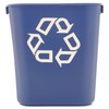 Rubbermaid 295573BE Small Deskside Recycling Container, Rectangular, Plastic, 13.625qt, Blue