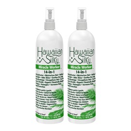 Hawaiian Silky 14-in-1 Miracle Worker 16 oz, Keratin Leave-In Conditioner (Pack of 2)