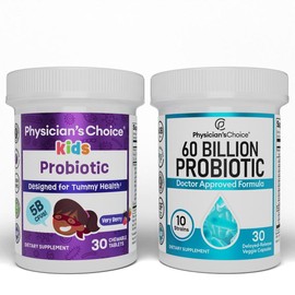 Physician's Choice Probiotic Family Pack with 60 Billion Probiotic + Kids Probiotic – 60B CFUs & Digestive & Immune Support for Adults and 5B CFUs + Zinc - Berry Flavored Chewable for Kids