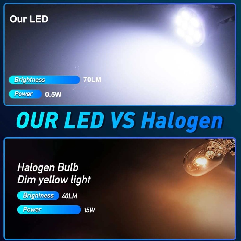 GLOFE T10 194 168 Dash Instrument White LED Light Bulbs