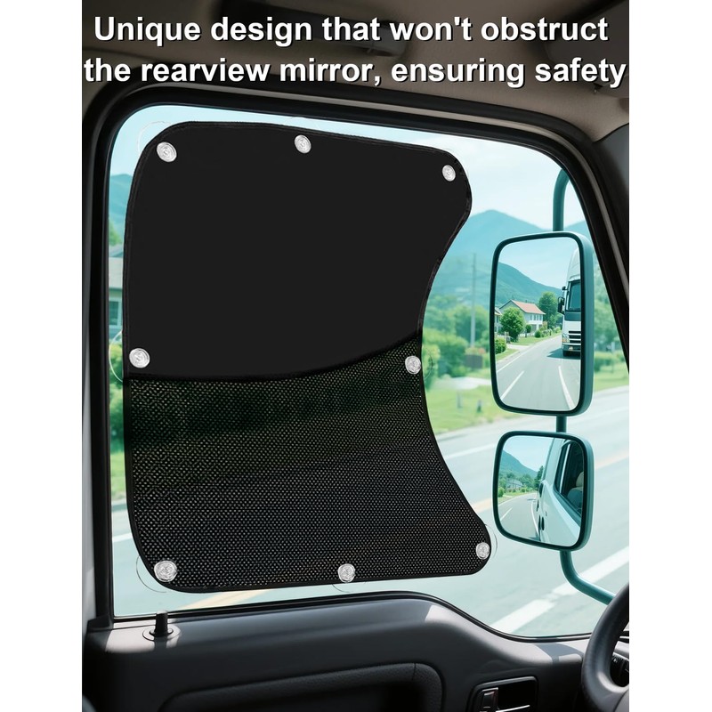 Upgraded 2 PCS Semi Trucks Window Shades, 23.6"x21.6" UV Protection