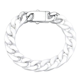 EVANYIZHOU Cuban Link Bracelet for Men,12mm Ceramic Cuban Bracelet,White Bracelet for Men,Jewelry Gifts for Him (white, 8.5")