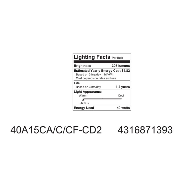 GE Lighting Decorative A15 Incandescent Ceiling Fan Light Bulb, 40-Watts,