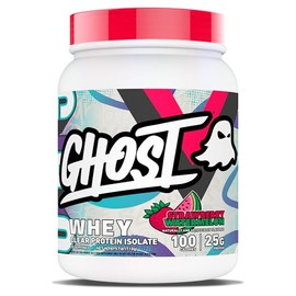 GHOST Proteína de suero de leche en polvo, sabor fresa y sandía - Envase de 1.57 lb, 25 g de proteína de suero - Bebida post-entrenamiento para ganancia muscular y recuperación - Sin azúcar