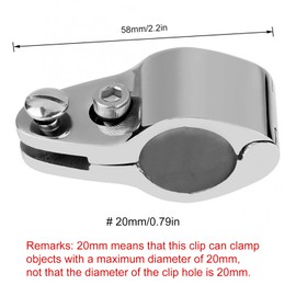 Bimini Top Stainless Steel 2 Pieces Stainless Steel Boat Marine Folding Upper Jaw Sliding Hardware Fittings (20 mm/0.79 Inch) Bimini Hinge Bracket 20