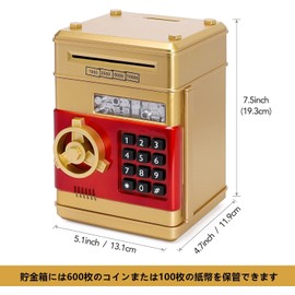 ZHLELEWZ Piggy Bank for Boys and Girls with Password ATM This toy bank is a great gift for your kids. (Blue)