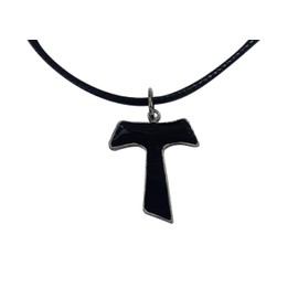 lazzaro italy Silver Plated Pendant black Tau cross h 1.18 in