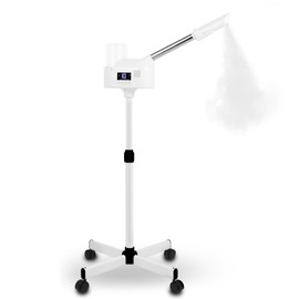 Professional Facial Steamer, Facial Steamer with Hot Mist and Timer Function for Deep Hydration, Height Adjustable Face Steamer on Wheels with Touch Screen and Rotatable Nozzle for Salon Spa Home Use